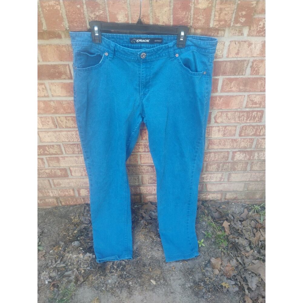 Jordache Skinny Jeans Womens 18 Turquoise Stretch Denim Pants 5-Pocket Y2K Loud